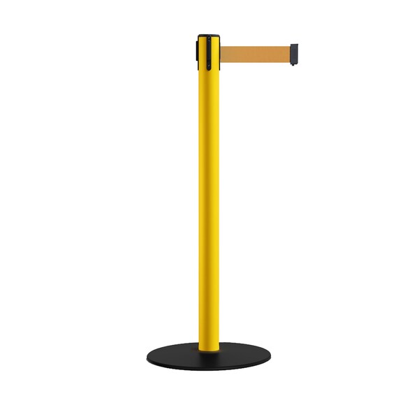 Montour Line Retr. Belt Stanchion, Low Base, 2.5in YLW Post 7.5' Brown Belt S400-YW-BN-75 - main